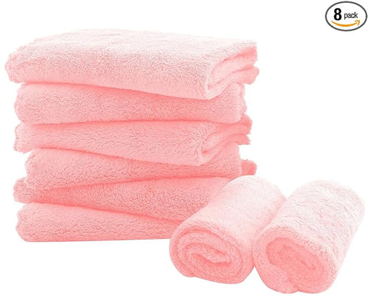 8 Pack Large Burp Cloths for Baby - 20" by 10" Ultra Absorbent Burping Cloth, Hand Washcloths, Newborn Towel - Milk Spit Up Rags - Burpy Cloths for Unisex, Boy, Girl - Burp Cloths Set(Pink)