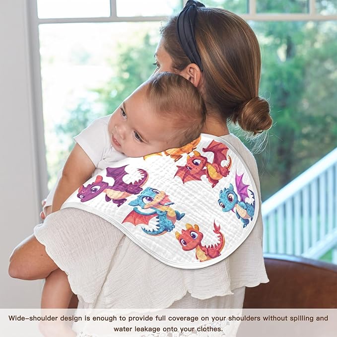 vvfelixl Cute Little Dragons Burp Cloths for Baby Boy Girls Baby Washcloths Burp Rags 1 Pack