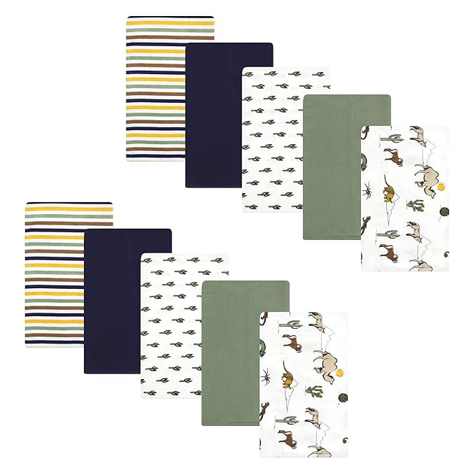 Hudson Baby Unisex Baby Cotton Flannel Burp Cloths, Desert Animals, One Size