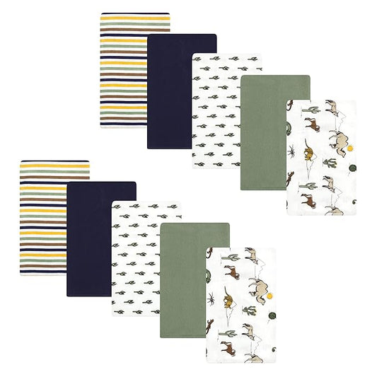 Hudson Baby Unisex Baby Cotton Flannel Burp Cloths, Desert Animals, One Size