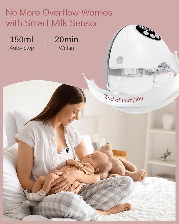 Heated Electric Breast Pump Hands Free, Wearable Breastfeeding Pump with Voice Reminder & Auto-Stop Fuction, 6 Modes/12 Levels Hospital Grade Suction with Flange Sizes 19/21/24mm, 2 Pack White