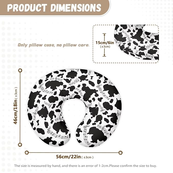Nursing Pillow Cover with Hidden Zipper Cow Music Notes Soft for Moms/Baby Nursing Pillow Cover Stretchy Removable Cover for Breastfeeding Pillows