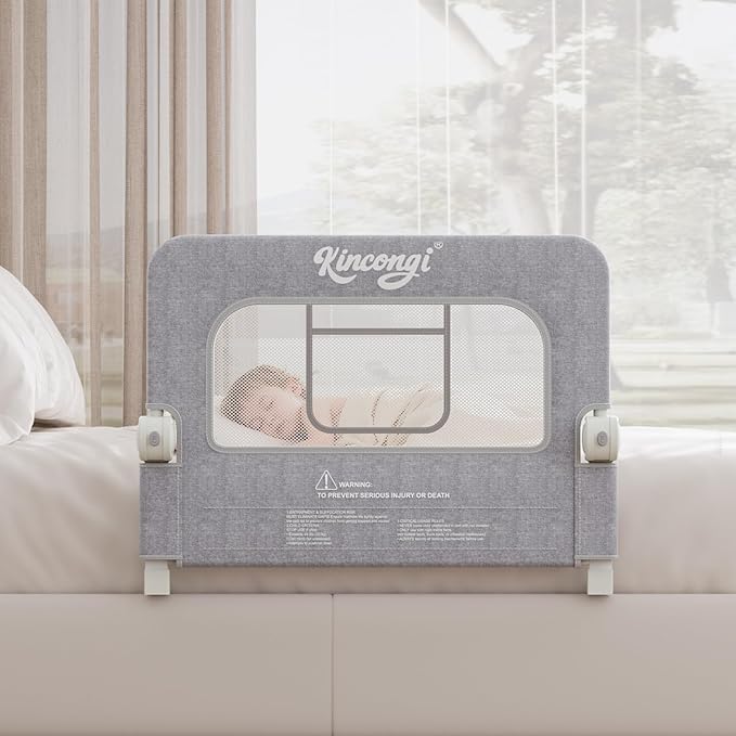 Bed Rail for Toddlers, 32 Inch Swing Down Baby Bed Rail Guard with Wider U-Shape Base, Breathable Toddler Bed Rails for King, Queen, Full, Twin Bed Guard Rail for Toddlers