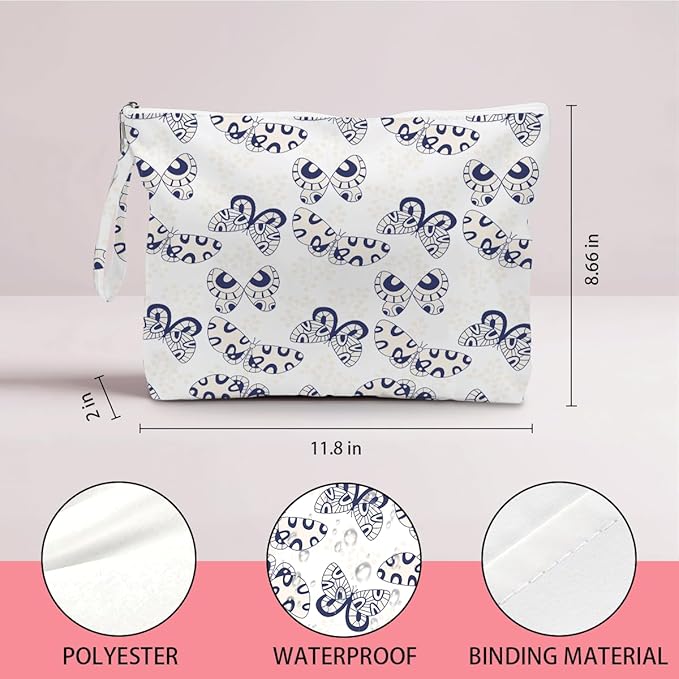 IAXIC Wet Dry Bag, Wet Bag for Swimsuit, Diaper Sunscreen Large Zipper Pouch Waterproof Pouch, Beach Bags for Women, Gifts for Ladies Girls Friends Colleagues and Sisters, Butterfly Pattern