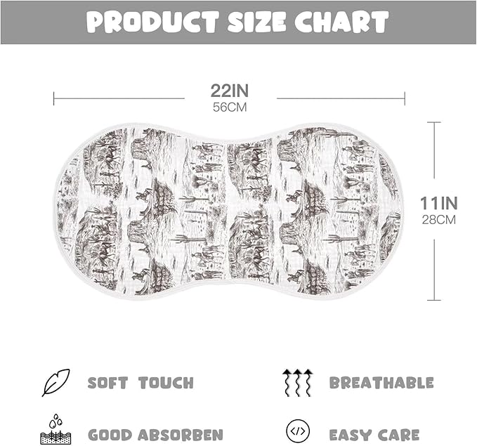 Cowboys Baby Muslin Burp Cloths Set of 4 Southwest Cowboy Muslin Washcloths Western Desert Milk Spit Up Rags Soft Newborn Towel Burp Cloth Bib for Unisex Boys and Girls, 22 x 11 Inch