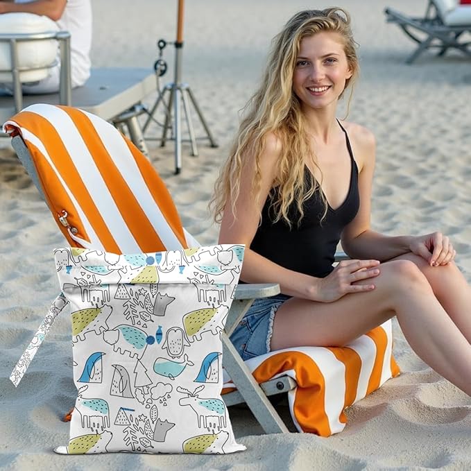 Bohemia Wet Dry Bags for Diaper Waterproof Swimsuit Washable Reusable Bag for Diapers Dirty Yoga Gym Beach Clothes Plant Gifts for Friend Men Women 12.5x10.2 Inches