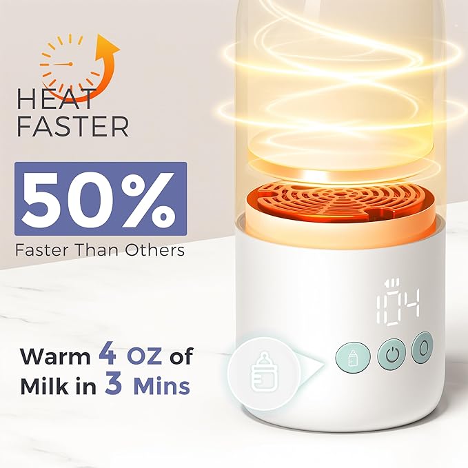MOMFANN Portable Bottle Warmer for Travel, Dual Heating Modes for Breastmilk & Water, Portable Bottle Milk Warmer with Fast Heating & Long Battery Life, 12 Ounces Large Capacity (Green)