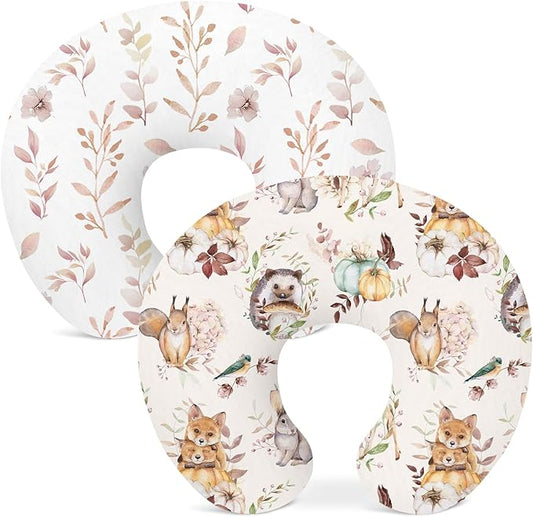 Nursing Pillow Covers 2 Pack, Breastfeeding Pillow Slipcovers Soft and Stretchy, Nursing Covers for Baby Girls Boys Newborn
