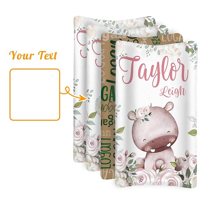 Custom Changing Pad Cover Set - Jersey Knit Comfy CozyUltra Soft Unisex Diaper Changing Table Covers with Personalized Name for Baby Boys Girls - Waterproof Ultra Soft 4 Pcs Set Style20