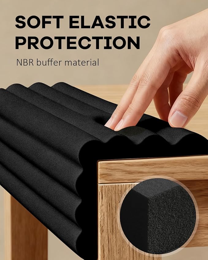 W Wide Edge Protector Strip Extra Thick Baby Proofing Bumper Guard with Strong Adhesive Child Safety for Table Desk Bed Cabinet Furniture in Home and Nursery (Black)