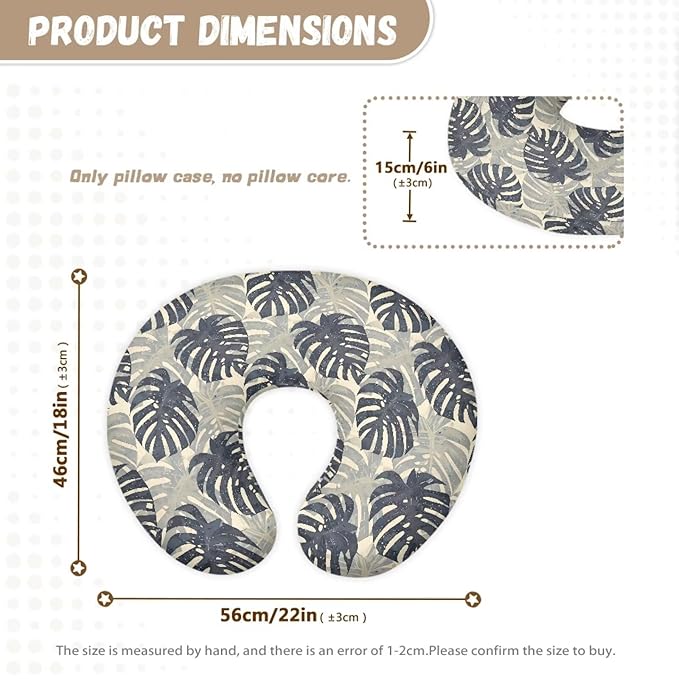 Monstera Leaf Pillowcase for Nursing, Tropical Leaves Soft Breastfeeding Nursing Pillows Cover, Hawaii Style Stretchy Feeding Pillow Case for Baby Girl and Boys