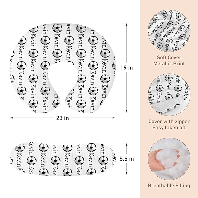 Dyoart Baby Nursing Pillow Cover, Custom Breastfeeding Bottle Pillow Slipcover, Personalized Gift for Infant,Soccer Pattern, Ultra Soft Comfortable(one Size)