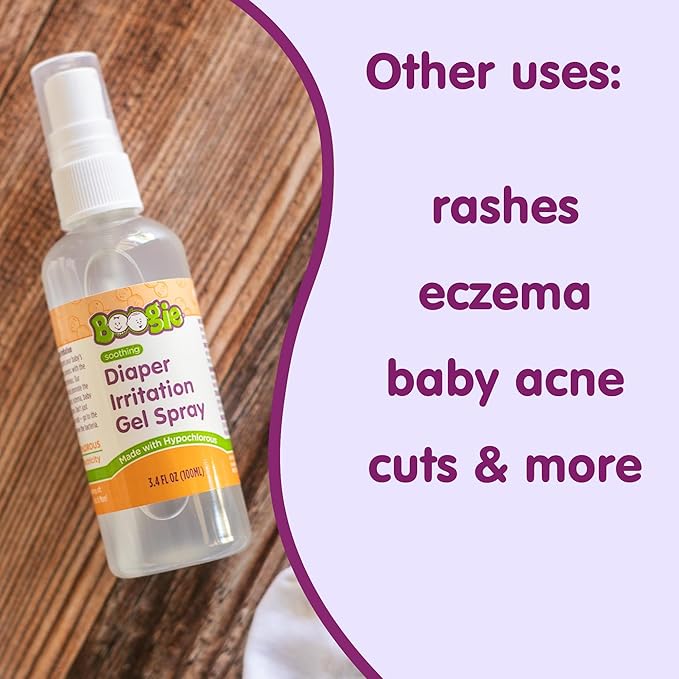 Boogie Hypochlorous Acid Diaper Irritation Gel Spray, Baby Essentials for Diaper Rash, Soothing Cleansing Spray, 3.4oz (Pack of 3)