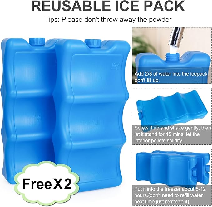 Sanchamy Breastmilk Cooler Bag with Ice Pack, Double Deck Breast Milk Storage for Breastfeeding, Nursing, Daycare, Insulated Lunch Bag with Strap