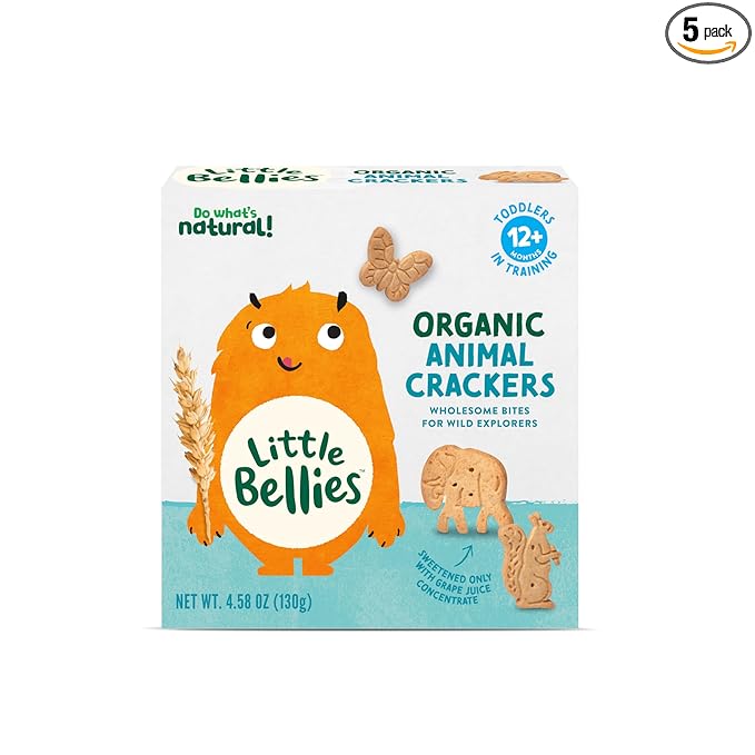 Little Bellies Organic Animal Crackers Toddler Snack, 4.58 oz (Pack of 5)