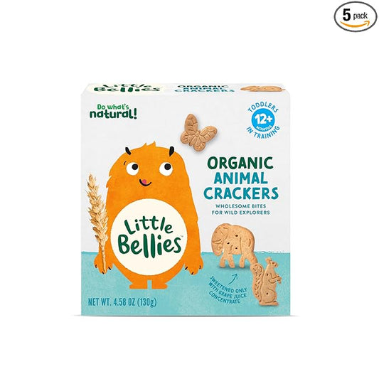 Little Bellies Organic Animal Crackers Toddler Snack, 4.58 oz (Pack of 5)