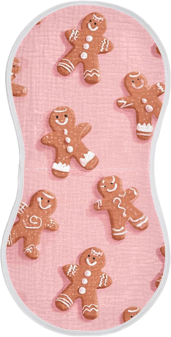 Christmas Gingerbread Pinks Cute Burp Cloths Baby Boys Girls Absorbent Soft Cotton Burping Cloths Rags, 1 Pack