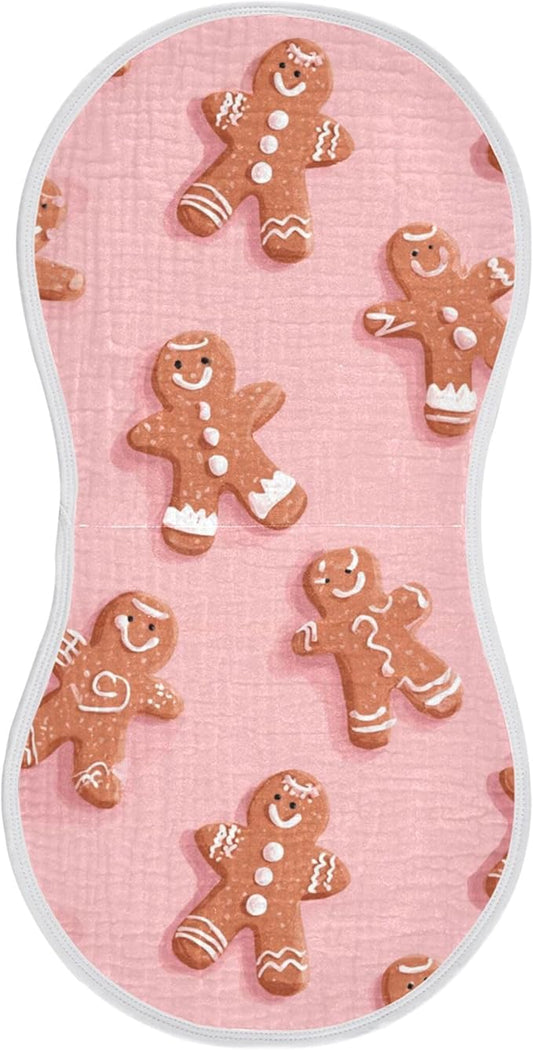 Christmas Gingerbread Pinks Cute Burp Cloths Baby Boys Girls Absorbent Soft Cotton Burping Cloths Rags, 1 Pack