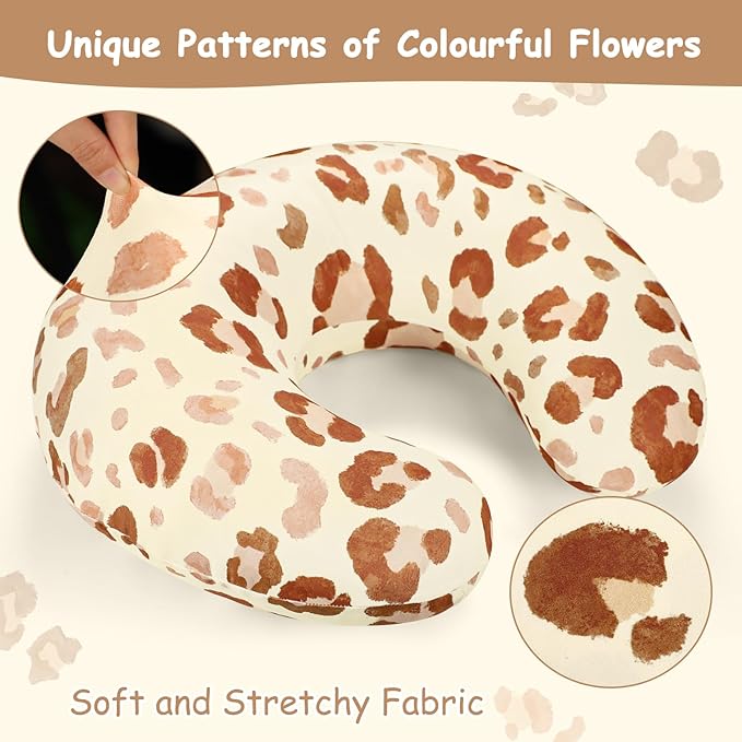 GFU Nursing Cover for Boys and Girls, Breastfeeding Case for Newborn, Soft Baby Breastfeeding Slipcover Colourful Brown Leopard Print, Stretchy Feeding Cover (Cover Only)