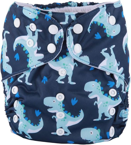 2 to 7 Years Old Junior Big Cloth Diaper Nappy Pocket Reusable Washable Baby (Blue Dinosaur)