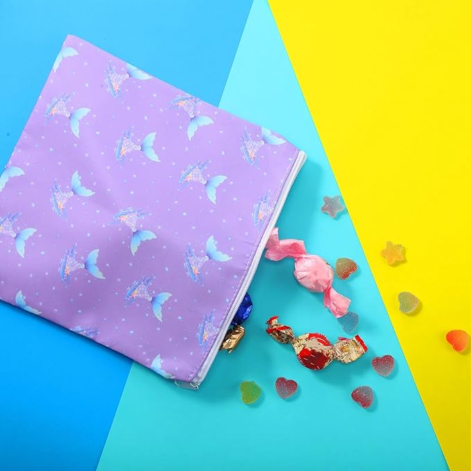 Paterr 4 Pcs Sandwich Bag Reusable Zipper Snack Bags Washable Food Safe Lunch Bags for Kids Students Adults Food (Unicorn)