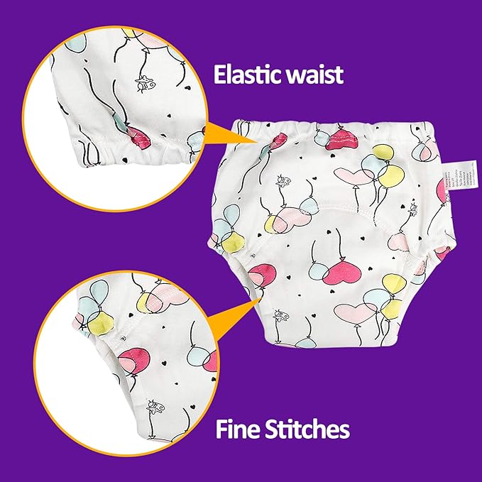 MooMoo Baby Potty Training Pants 6 Packs Absorbent Training Underwear for Boys and Girls Cotton Pee Pants 2T-9T