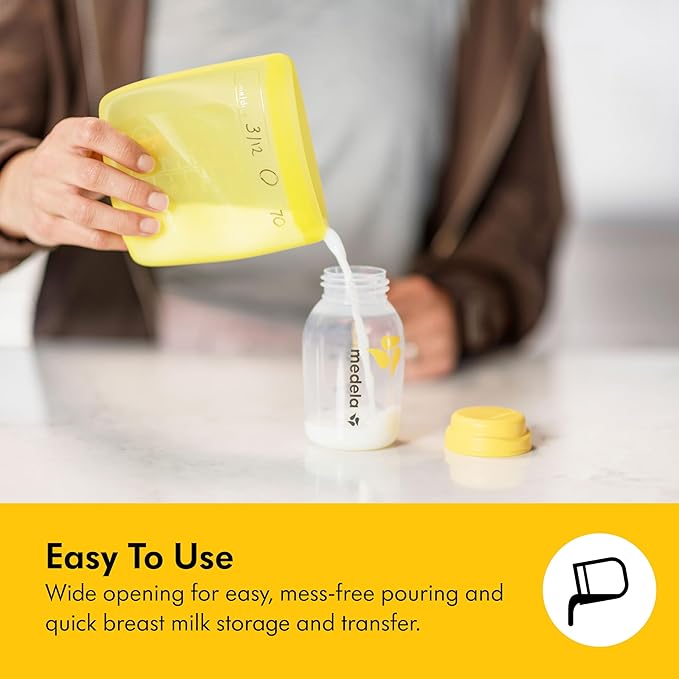 Medela Reusable Silicone Breast Milk Storage Bags with Double-Seal Design, BPA Free, One-Piece, Fridge and Freezer Storable, 220 ml, 500 Uses