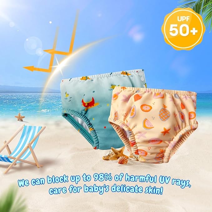 Baby Reusable Swim Diaper - UPF 50+ 6-12 Months - Swim Diapers for Toddlers