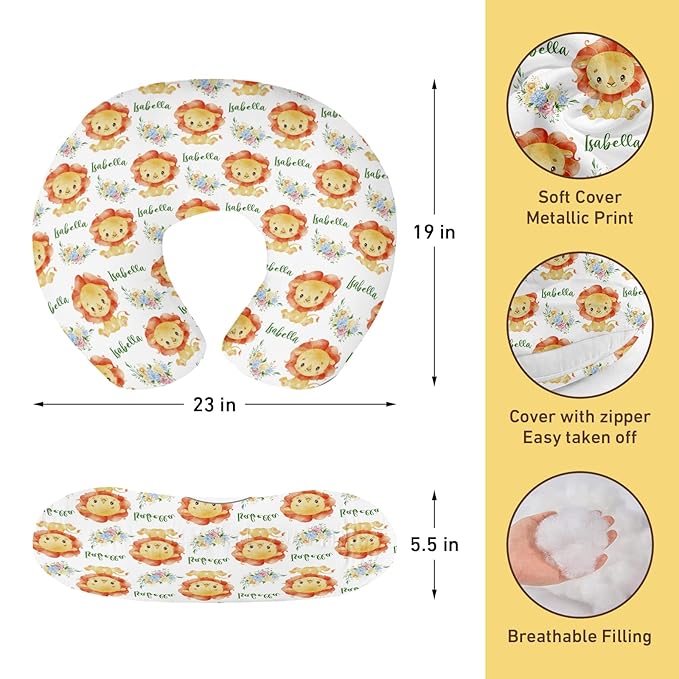 Dyoart Custom Baby Nursing Pillow Cover for Nursing, Lion Theme Removable Nursing Covers for Breastfeeding Pillows, Ultra Soft Comfortable Slipcover for Newborn Baby Boys and Girls