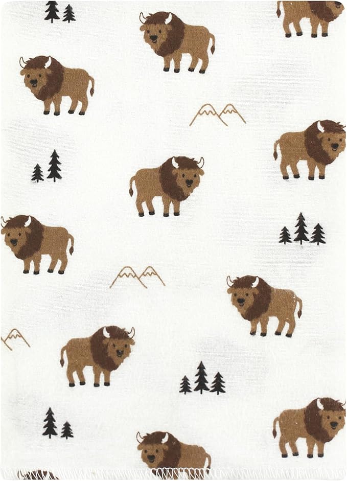 Hudson Baby Unisex Baby Cotton Flannel Burp Cloths Bundle, Wild Buffalo, One Size