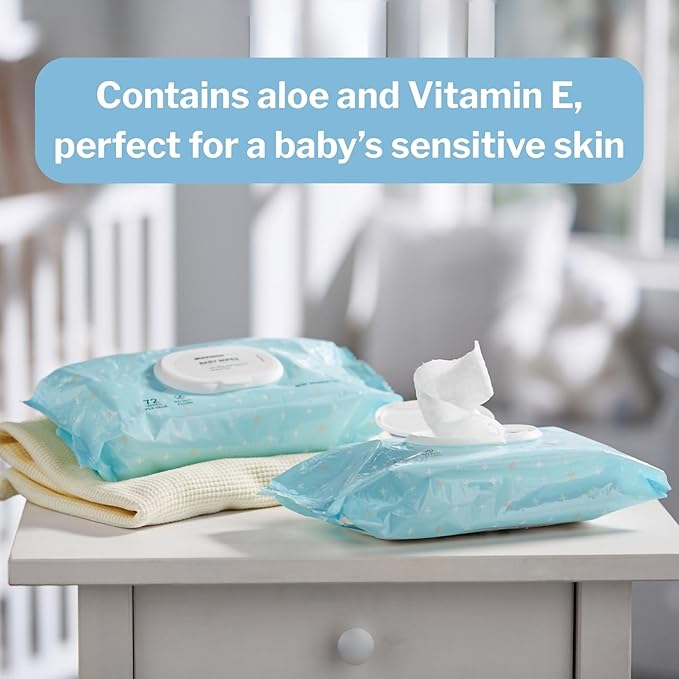 Baby Wipes, Unscented, Vitamin E Aloe Baby Wipe, 72 Pack, McKesson - Case of 12 = 864 Wipes