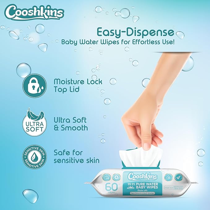 De-Chlorinated Pure Water Baby Wipes | 25 Count Gentle Unscented Wipes for Sensitive Skin | 99.9% Pure Water Based | Alcohol-Free, Paraben-Free | Soft & Thick (25 Count (Pack of 3))
