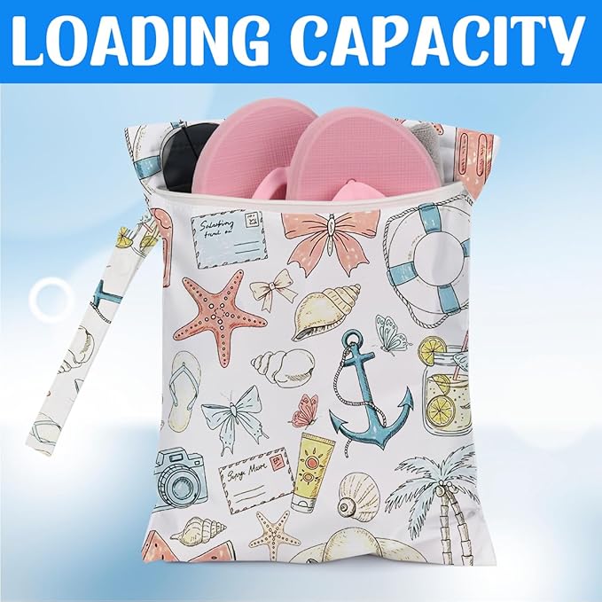 Wet Dry Wet Bag for Swimsuit Towel Baby Travel Cloth Diapers Beach Gym Toiletries Makeup Storage Bag Summer Vacation Essential Holiday Summer Vibes Beach