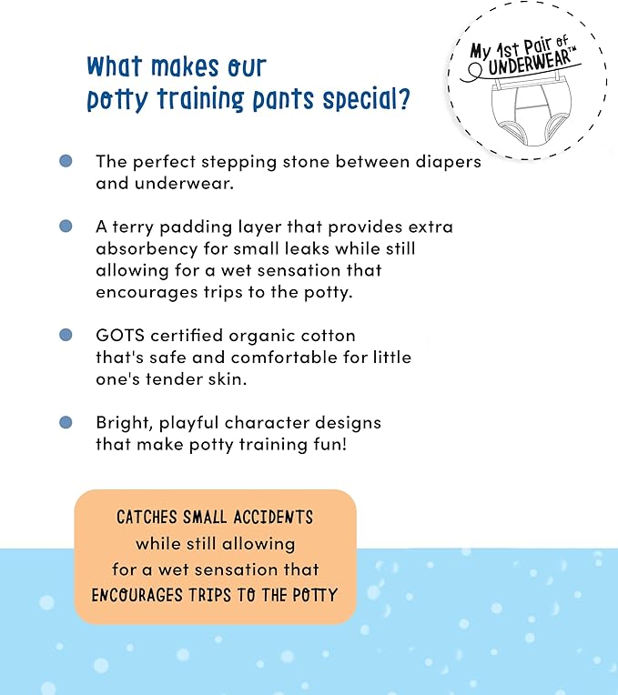 ZOOCCHINI Toddler 3-Pack Potty Training Pants - Soft Organic Cotton Underwear with Absorbent Padding and Fun Designs, Ocean Gals, 3-4 Years