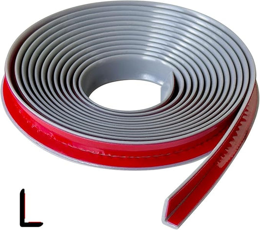 Protalwell Rubber Edge Trim, L Shaped, Small Size, Peel and Stick, 10FT, Gray