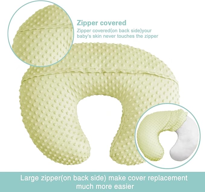 Minky Nursing Pillow Cover Breast Feeding Pillow Cover Slipcover U Shape for Baby Boy Girl,Cover Only(Mustard)
