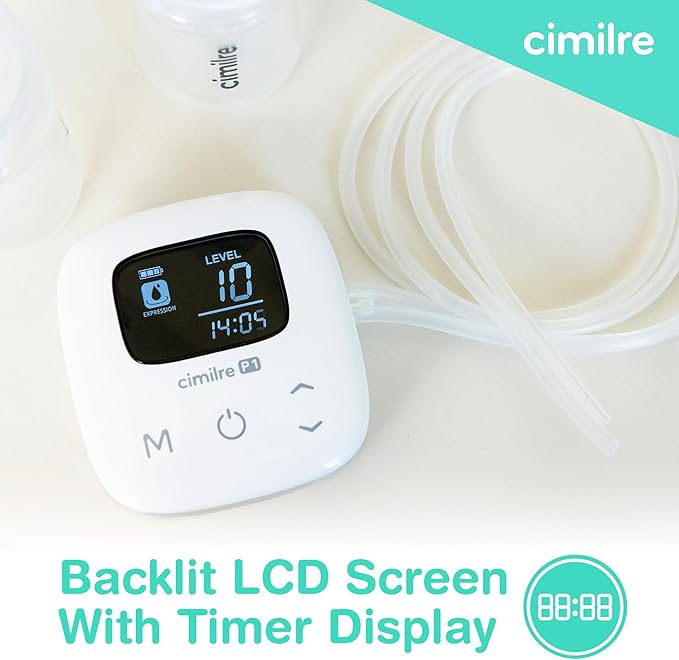P1 Portable Breast Pump Kit by Cimilre, Small Breast Pump w/Rechargeable Battery for Moms On-The-Go, BPA, BPS & Phthalate Free, Double Electric Breast Pump