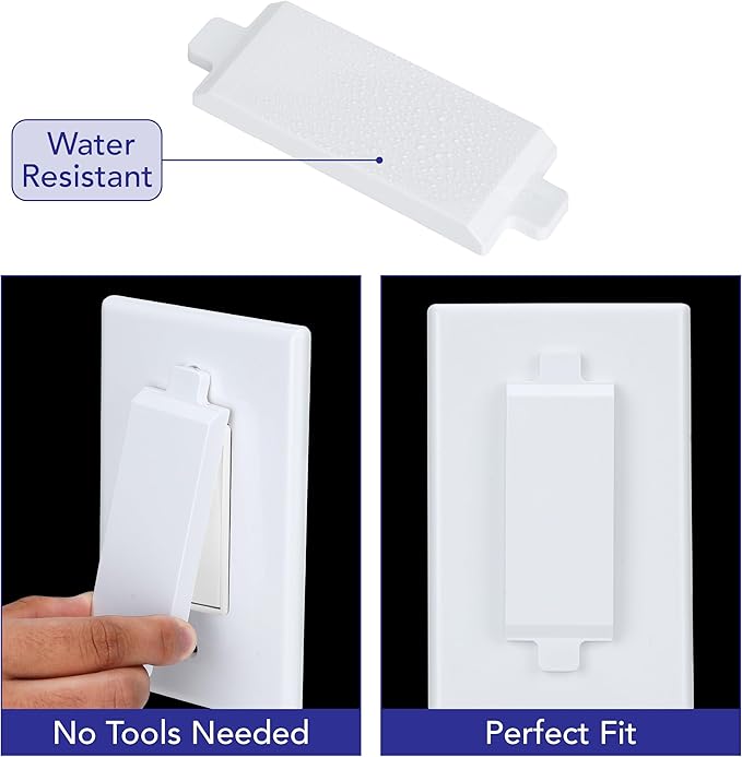 Bates- Magnetic Light Switch Guard, 4 Pack, White, Light Switch Cover Child Proof