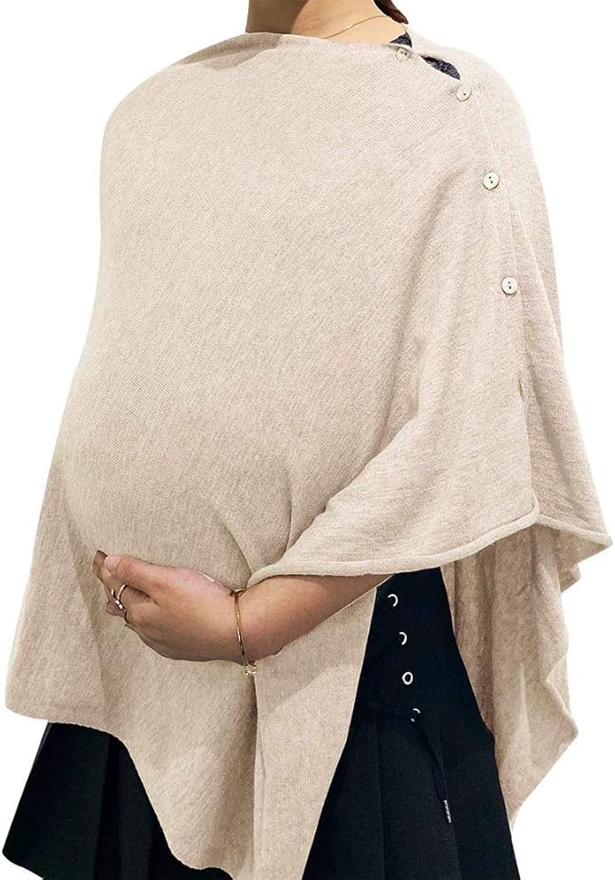 stylesilove Multi-Use Knit Nursing Shawl Poncho Adjustable Buttons for Breastfeeding Protection Nursing Cover Infinity Scarf