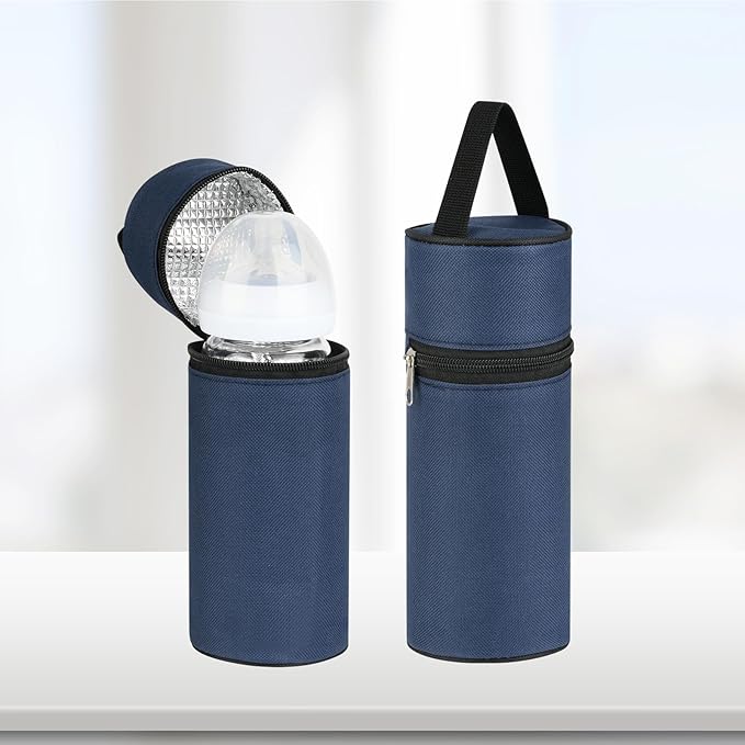 Beautyflier Insulated Baby Bottle Tote Bags, Portable Breastmilk Baby Bottle Cooler Storage, Travel Carrier Bag for Dr. Brown’s Natural Narrow Baby Bottles 2oz, 4oz, 8oz, 9oz (Deep Blue)
