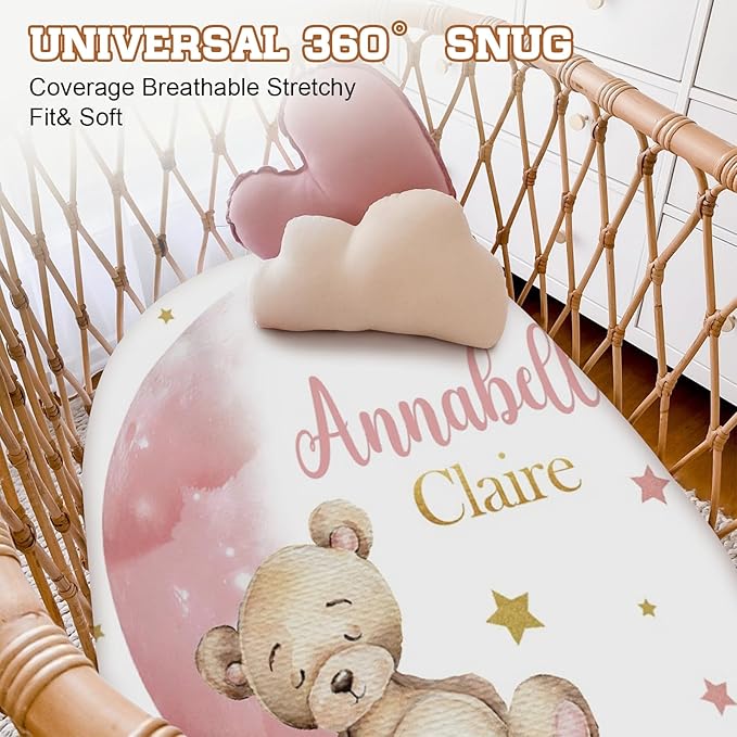 Personalized Toddler Changing Pad Cover - Custom 2 Piece Comfortable Cute Bear Print Changing Pad Covers for Baby Boys and Girls, Birthday Gift for Toddlers