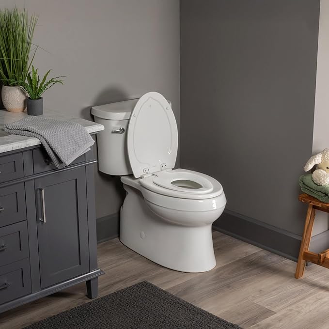 Mayfair NextStep Slow-Close Toilet Seat with Built-In Toddler Potty Training Seat, Removable, White, Round (Pack of 2)