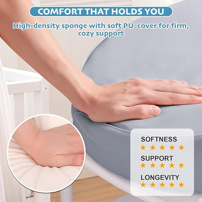 Baby Changing Pad, Waterproof & Wipeable Soft Diaper Changing Mat with PU Cover, Contoured Baby Changing Pad for Dresser & Table, with Non-Slip Safety Belt, Portable & Lightweight,Large Cushioned Foam