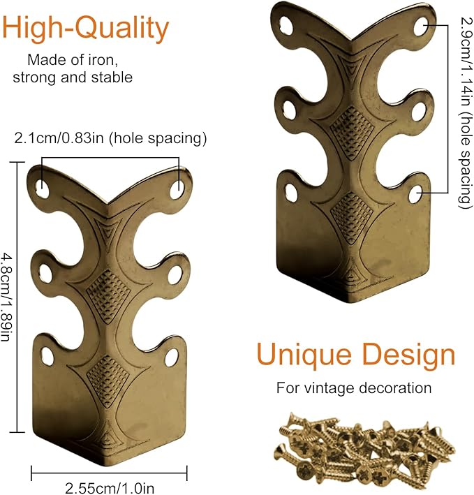 6Pcs Baseboard Corner Protectors for Furniture, Rustic Vintage Metal Corner Guard, Decorative Baseboard Shield, Brass Skirting Board Protection, Antique Bronze Furniture Edge Protector (Bronze)