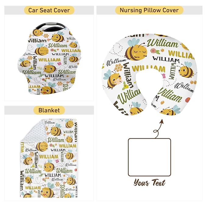 Dyoart Custom Baby Nursing Pillow Cover for Nursing, Bees Theme Removable Nursing Covers for Breastfeeding Pillows, Ultra Soft Comfortable Slipcover for Newborn Baby Boys and Girls