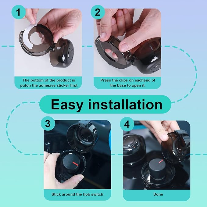 Stove Knob Safety Covers & Oven Lock for Child Baby Proofing Kitchen Universal Size Gas Knob Covers Clear View Childproof Oven Knob Covers for Kids and Pets (5packs +1locks)