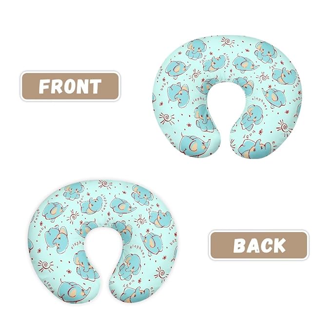 Cute Cartoon Elephant Elastic Nursing Pillow Covers for Breastfeeding＆Bottle Feeding Slipcover Hidden Zipper Design Soft and Skin-Friendly