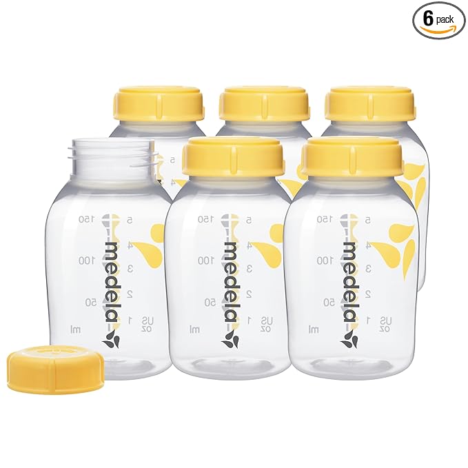 Medela Breast Milk Collection and Storage Bottles with Solid Lids - 6pk/5oz-150mL Breastmilk Container, Compatible Breast Pumps and Made Without BPA