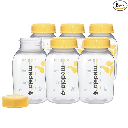 Medela Breast Milk Collection and Storage Bottles with Solid Lids - 6pk/5oz-150mL Breastmilk Container, Compatible Breast Pumps and Made Without BPA