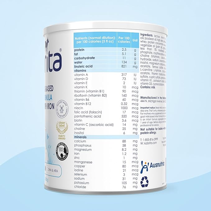 Kabrita Goat Milk-Based Infant Formula Powder, Designed for Gentle Digestion, Gentle Alternative to Cow’s Milk, with Iron, DHA, ARA & Prebiotics, for Infants 0–12 Months, Non-GMO, 28 oz (Pack of 6)